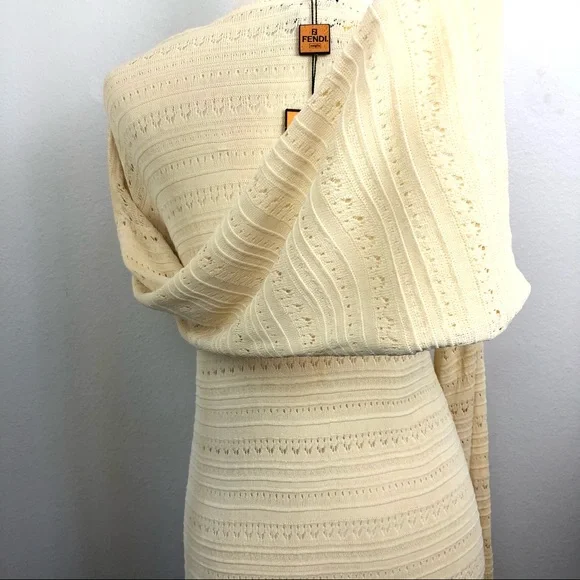FENDI Bell Sleeve Tea Dye Knit Lace Cardigan 42 M